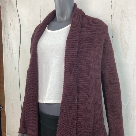 Burgundy Italian knit cardigan duster - Picture 4 of 7